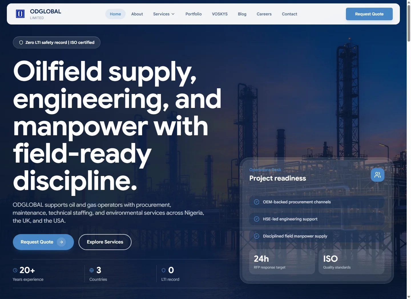 OD Global corporate website, a Caraspace web design project